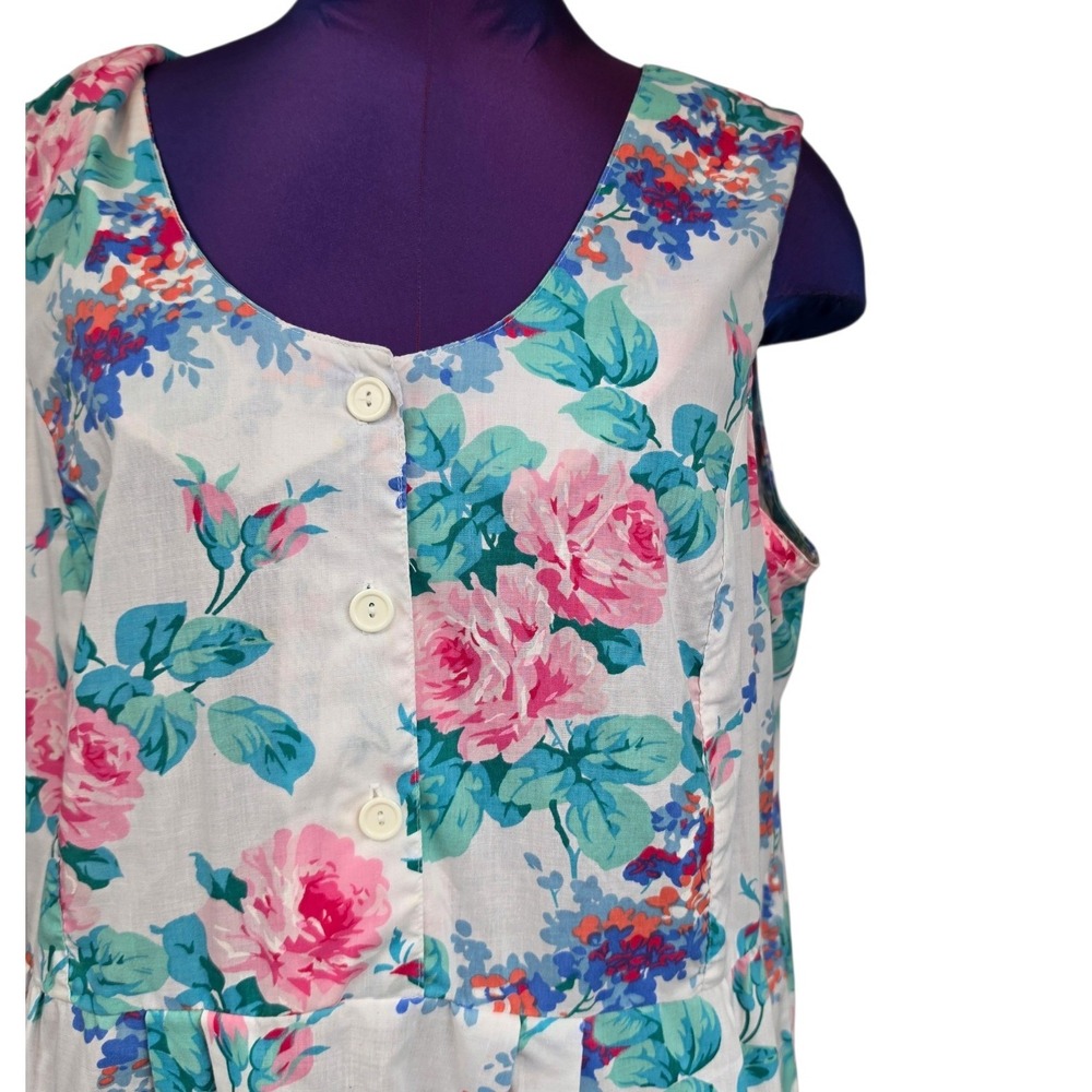 Simply Basic Vintage Floral Sleeveless Midi Dress Pink Blue White L - Picture 2 of 7